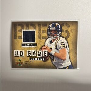 Upper Deck Saints Game Jersey Card of Drew Brees but in chargers uniform 2006